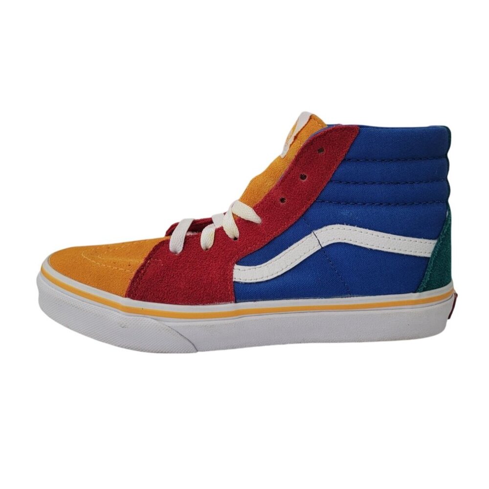 Vans Sk8-Hi PRIMARY BLOCK Color Suede & Canvas High Top Sneakers Kids Sz 4.5